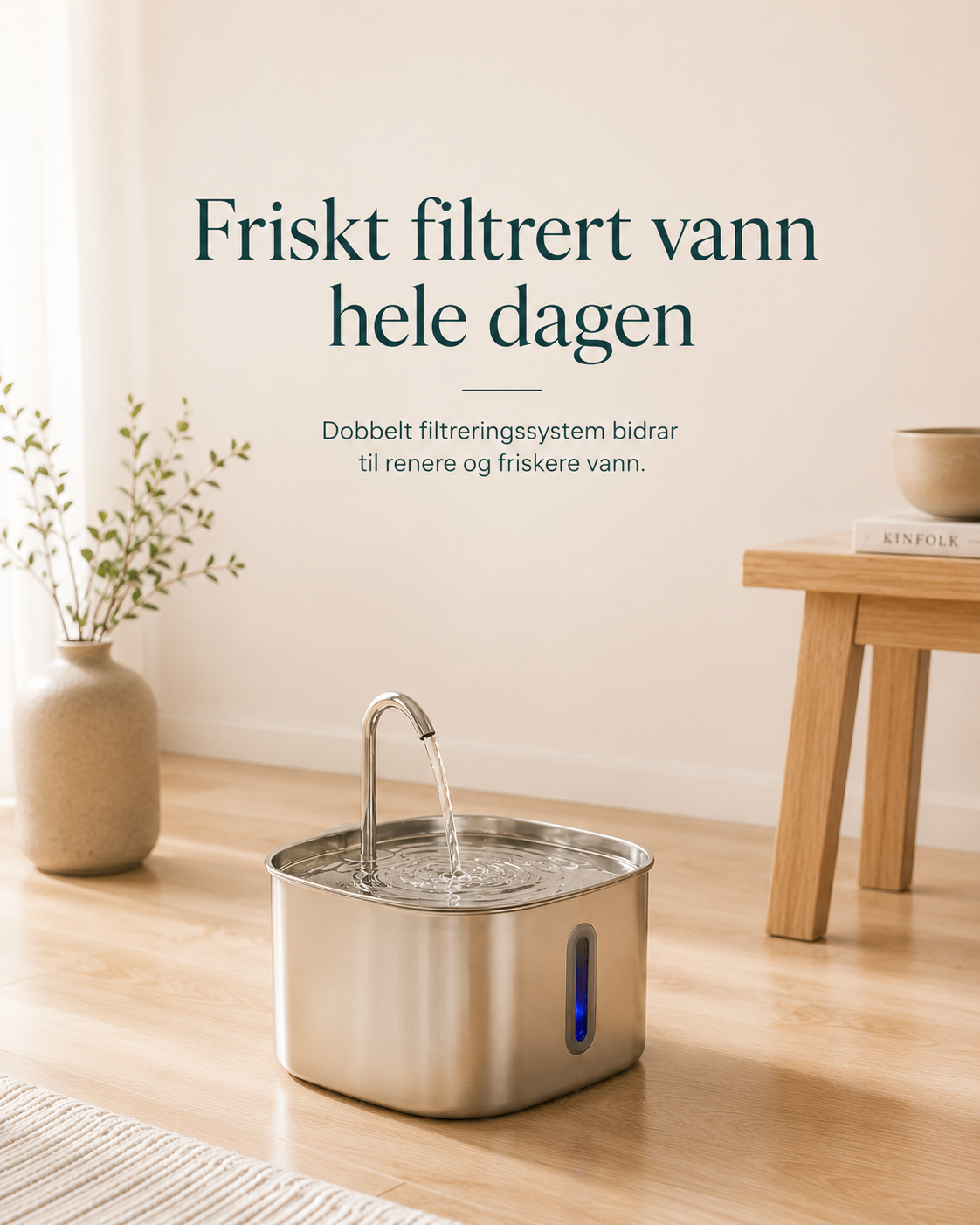 Smart Stainless Steel Pet Water Fountain 2.2L