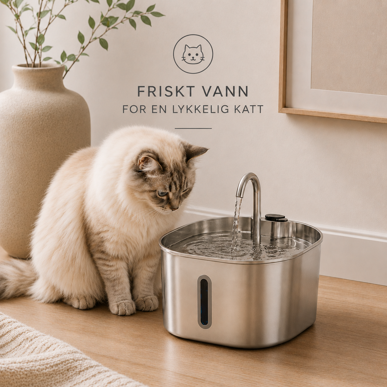 Smart Stainless Steel Pet Water Fountain 2.2L